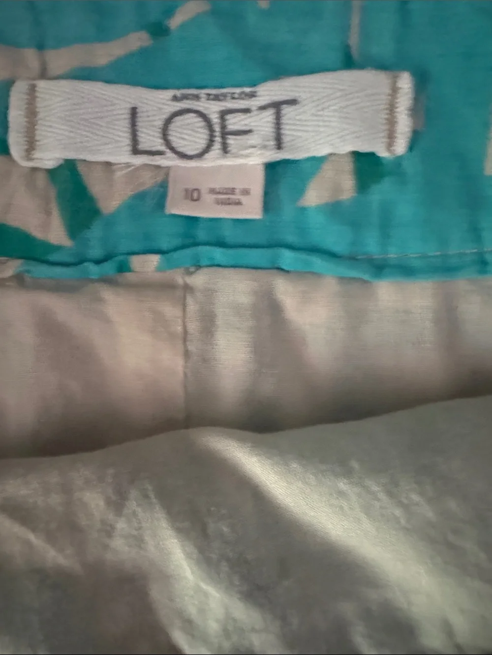 Ann Taylor LOFT Tropical Skirt Teal Cotton Tiered Size